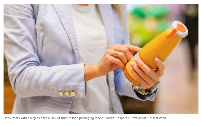 標(biāo)簽設(shè)計(jì)錯誤的食品包裝威脅消費(fèi)者對食物過敏